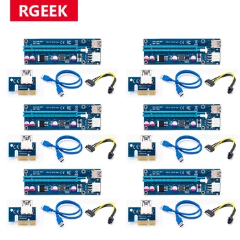 RGEEK 6pcs Zlaté VER009 USB 3.0, PCI-E pcie Stúpačky VER 009S Express 1X 4x 8x 16x Extender Stúpačky Karty Adaptéra SATA