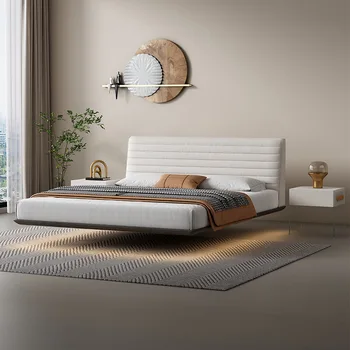 Roger plávajúce posteľ taliansky minimalistický pozastavené posteľ fabric posteľ Moderný minimalistický manželská posteľ 1.8 m spálňa dizajnér