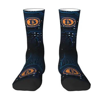 Roztomilý Bitcoin základnej Doske Počítača CPU Okruhu Ponožky Muži Ženy Teplé 3D Tlač Btc Blockchain Futbal Športové Ponožky