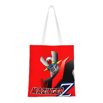Roztomilý Mazinger Z Nákupného Tote Tašky Opakovane UFO Robot Anime, Manga Potraviny Plátno Shopper Taška cez Rameno