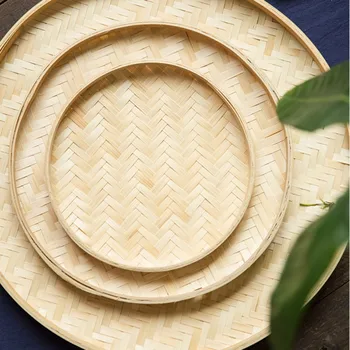 Ručne tkané Bambusu Sito Ručne maľované DIY Dekoračné Kuchynské Domov Skladovanie a Organizácie