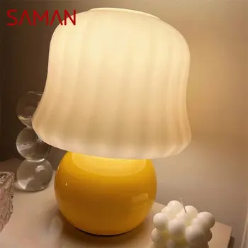SAMAN Nordic Tvorivé stolná Lampa Moderné LED Žltá Húb, písací Stôl Nočné Svetlo Dekoračné pre Domáce