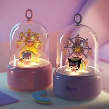 Sanrio Hello Kitty Kuromi Moje Melódie Cinnamoroll Nočného Music Box Spálňa s Nočná Lampa Darček k Narodeninám Led Nočné Svetlo