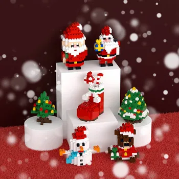 Santa Claus VIANOCE, Vianočný Stromček, Snehuliak Mini Stavebné Bloky Strom Jeleň Medveď Osadenie 3D Model Obrázok Micro Tehla Hračky pre Deti, Darčeky