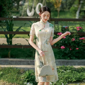 sheng coco Nové Šifón Tradičné Čínske Šaty Pre Ženy Cheongsam Lete Lepšiu Mladé Dievča Qipao Klasické Orientálne Šaty