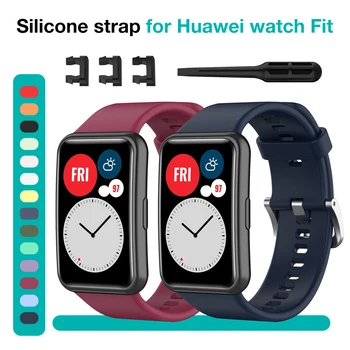 Silikónové Hodinky Kapela Pásik na Zápästie S Nástroj Pre Huawei Sledovať FIT Popruh Smartwatch Príslušenstvo Náhradné Zápästia