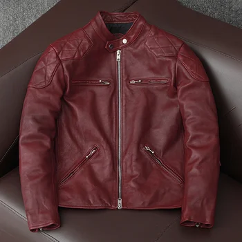 skutočné 2023 nové vysoké luxusné značky real Kožená bunda.biker slim opálená ovčej kabát.mens Vintage kvalitné červené, hnedé kožené c