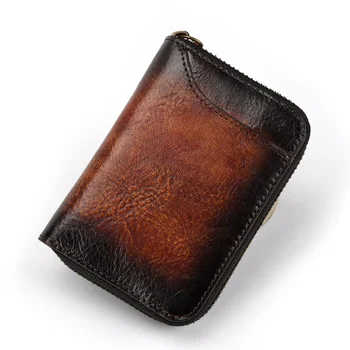 Skutočné Kožený Retro Pánske Peňaženky ID Kreditnej Karty Prípade Malého Človeka Zips Mince Kabelku Držiteľa Karty Peňaženky krátke peňaženka peňaženku