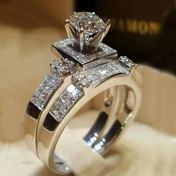 SODROV Klasické Romantické Jasné, Zirkón Zapojenie Snubné Prstene pre Ženy Šperky Prsteň Súpravy