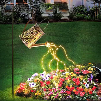 Solárne Visí Vodopád Lampa Vodotesné exteriérové LED Reťazec Svetlo Vintage Zavlažovanie Môže Ľahkých Kovových Lampa Trávnik na Dvore Záhradné Dekor