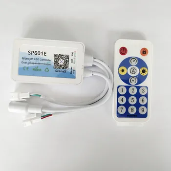 SP601E WS2812B WS2811 Hudby Regulátor Vstavaný Duálny Mikrofón Signál Adresný Pixelov LED RGB Pásy Svetla App DC5V-24V