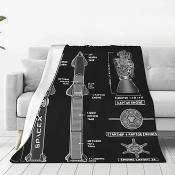 SpaceX Starship Plán Prikrývky Fleece Dekorácie Multi-funkcia Ultra-Mäkké Hodiť Prikrývky na Posteľ Cestovné Prikrývky