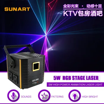 SUNART RGB ILDA Port 5W Fáze Laser Efekt Projektor Diskotéka DJ Party Bar Udalosti Animácie DMX Zvuk Kontrolu Vzor Osvetlenie
