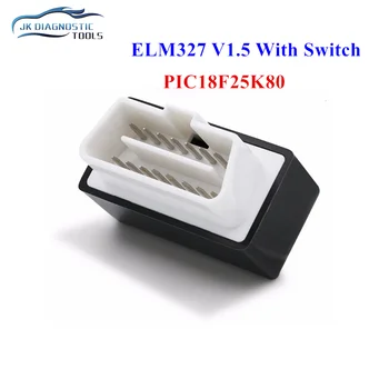 Super Mini ELM327 PIC18F25K80 Bluetooth-Kompatibilné V1.5 Auto Skener ELM 327 V1.5 a Prepínač Android OBDII Auto Diagnostický Nástroj