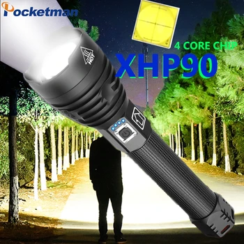 Super Výkonný XHP70.2 XHP90 LED Baterka LED Baterkou USB XHP50 Lampa Zoom Taktické Pochodeň 18650 26650 Nabíjateľná Battey