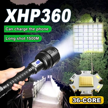 Super XHP360 Výkonné LED Baterky 18650 Vysoký Výkon Pochodeň Svetla USB Nabíjateľná Baterka XHP199 Nepremokavé Kempingové Svietidlo
