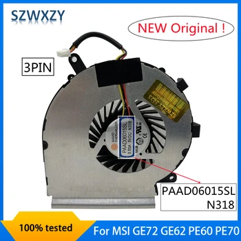 SZWXZY Nový, Originálny Pre MSI GE72 GE62 PE60 PE70 GL62 GP62 2QE 6QG CPU Chladiaci Ventilátor 0.55 A 5VDC PAAD06015SL N318 Rýchlu Loď