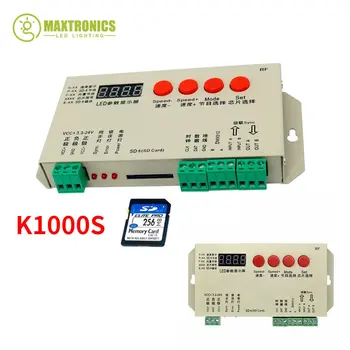 (T1000S Aktualizovaný) K1000S DC5V-24V SPI Pixelov LED RGB Controller SD Karty Pre IC WS2812 WS2811 WS2815 1903 DMX512 LED Pásy Svetla