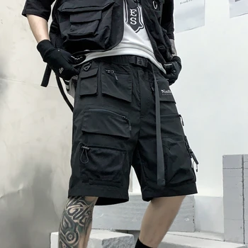 Taktické Cargo Šortky S Belt Mens Harajuku Bežné Techwear Šortky Streetwear Oblečenie Muž Hip Hop Krátke Nohavice Bermudy Homme