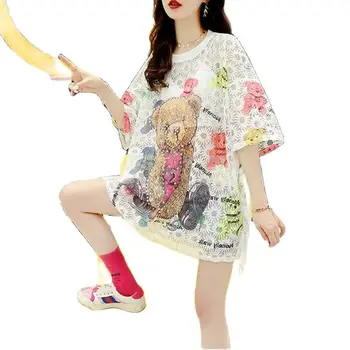 Temperament Duté-Out-Krátke Rukávy T-Shirt dámske 2023 Nové Letné kórejský Voľné Joker Pol-Rukáv Fashion T-Shirt Ladies