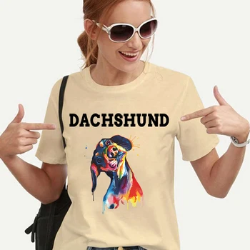 Termografia Jazvečík T-Shirt Zábavné Kawaii Šteňa Grafické T Košele Emocionálne Umenie Farba Estetické Top Ležérne Módne Tričko Y2k Topy
