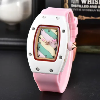 Top luxusné značky lízatko RM žien farba rýn-diamond design watch dúha theme quartz hodinky oblečenie príslušenstvo tabuľka