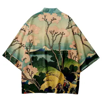 Tradičné Oblečenie Kvetinový Tlač Kimono Košele Japonské Kimono Ženy Samuraj Haori Yukata Muž Cardigan