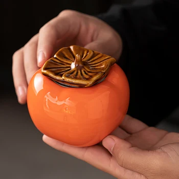 Tvorivé Keramika Kaki Čaj Jar Prenosný Mini Čaj Plechovky Oolong Skladovacích Kontajnerov Porcelán, Čaj Caddy Kávu, Korenie Organizátor