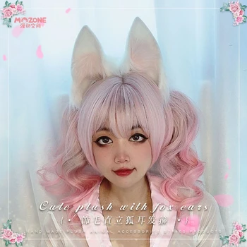 Ucho cosplay hand-made Japonský Lolita zvierat ucho headdress vlk ucho cosplay biela fox ucho hlavový most