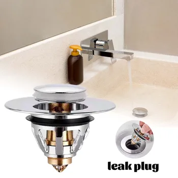 Univerzálny Umývadlo Vody Hlavu Úniku Zátka Push-Typ Medi Povodí Filter Kuchyňa Úniku Plug Vaňa Vypúšťacia Zátka Nástroj LI