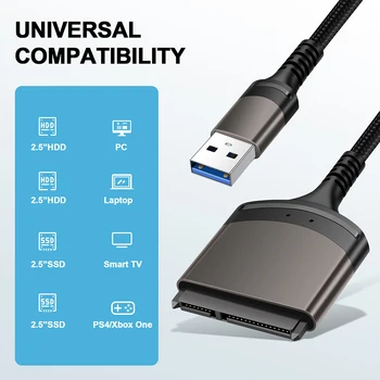 USB 3.0, SATA 3 Kábel Sata do USB 3.0 Adaptér pre 2.5 Palcový Externý HDD SSD Pevný Disk Až 6 gb / S 22 Pin SATA III Kábel USB