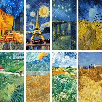 Van Gogh Plátno, Maľovanie Na Hviezdnej Oblohe Oblasti Krajinného Obrazu Výstava Múr Umenia Plagátu Moderného Domova Obývacia Izba Galéria