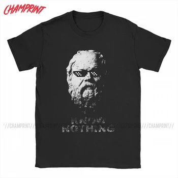 Vedieť Nič Filozof Sokrates T Shirt pre Mužov Čistej Bavlny Funny T-Shirt Platón Tee Tričko Krátky Rukáv Šaty, Tlačené