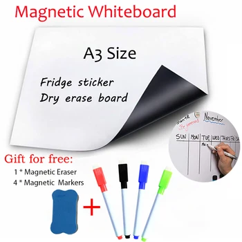 Veľkosť A3 Magnetická Tabuľa Magnet Biele Suché Stieracie Tabule Chladnička Nálepky Flexibilné Home Office Kuchyňa Bulletin Kalendár