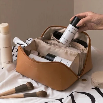 Veľkú Kapacitu Cestovné Prenosné Make-Up Taška Ženy Kožené Make-Up Taška Nepremokavé Kúpeľňa Wash Bag Multi Funkčné Wash Bag
