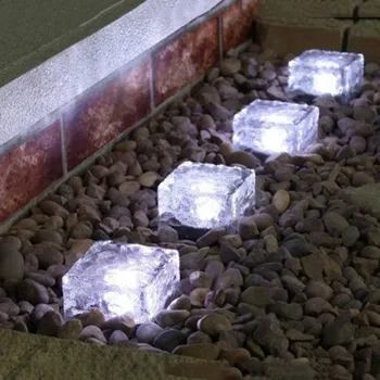 Vianočné Vonkajšie Záhradné Solárne Sklo Brick Ice Cube LED Svetlo Waterrproof Zemi Pochovaný Svetlo Na Cesty, príjazdová cesta Dvore