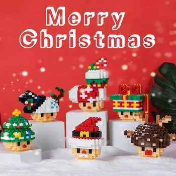Vianočný Stromček Micro Stavebné Bloky Santa Claus Ponožky Animal Elk Údaje Tehly Zostaviť Hračky, Domáce Dekorácie Deti Darček