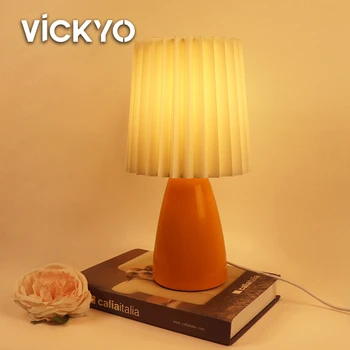 VICKYO LED stolná Lampa Pre Spálne Nočné Svetlo Stôl Lampy, LED DOPLNKY, Podlahy Dievča Posteli Moderné Keramické Záhybov Stolové Lampy Domova