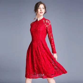 Vintage-Inšpiroval Čipky Šaty pre Romantické Elegantný Vzhľad Čipky Večerné Šaty na Svadby Strán Štúdia pre Dospelých Obrad