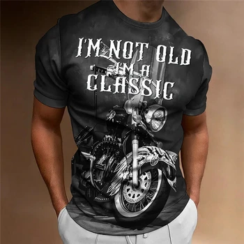 Vintage T-Shirt Pre Mužov Eagle Motorcyc 3d Tlač T-shirt Lete O Krk Krátky Rukáv Ulici Topy Nadrozmerné Tees Tričko Pánske Oblečenie
