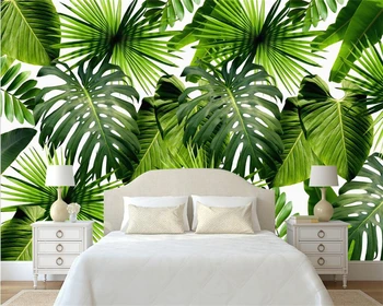 Vlastná Veľkosť Tapety rastliny dažďového Pralesa Banán leaf Palmového Lístia nástenná maľba Domáce Dekorácie Obývacia Izba, Spálňa Zelenej Listovej 3d tapety