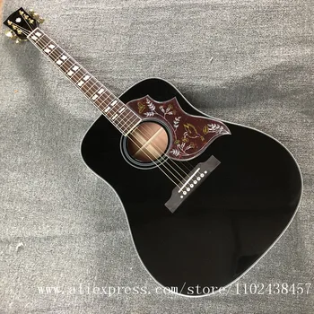 Vlastné gitara, masívneho smreku top, rosewood hmatníkom a most, čierna 41-palcový kolibrík akustické guitarras