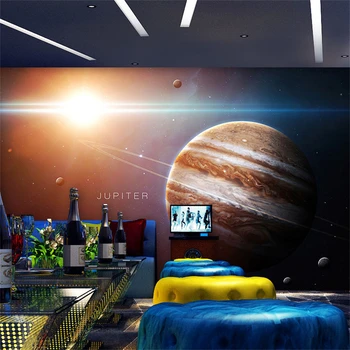 vlastné Kozmického Priestoru Planéty Tapety pre obývacia izba Hotel Hviezdne Nebo Spálňa Tapety Studio Pozadí art 3D samolepky na stenu