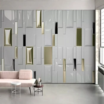 Vlastné Nástenné Tapety Moderné Módne Zlato Geometrické Pozadie Stena Obývacia Izba Gauč TV Spálni Luxus Domova Nástenné Maľby