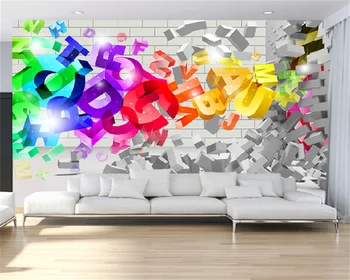 Vlastné tapetu 3D troch-dimenzionální tehlovej steny rozbité wall color fashion anglickej abecedy obývacia izba pozadí nástennú maľbu