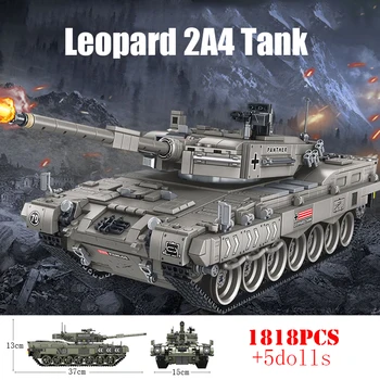 Vojenské druhej Svetovej Vojny nemecký Leopard 2A4 Hlavný Bojový Tank stavebným WW2 Vojak, číselné Údaje Zbrane Tehly Deti Hračky, Darčeky