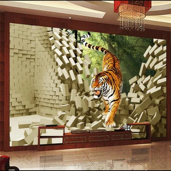 wellyu abstraktných de parede para quarto Vlastné tapetu 3D Stereo Tigre Zjazdové Tiger Pozadí Steny abstraktných parede
