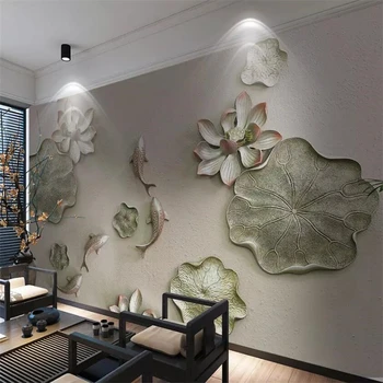 wellyu Vlastnú tapetu 3d photo nástenná maľba обои Nový Čínsky štýl Ning Yu kapor lotus tapety, dekoratívne maľby abstraktných de parede