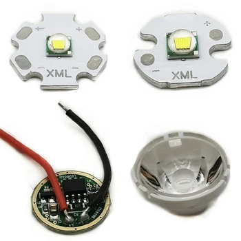 XML-T6 LED Biele Svetlo s 20 mm star pcb+ 3,7 V 5modes led Driver +T6 15degree led Objektív so stojanom Držiteľ auta