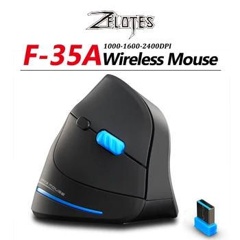 ZELOTES F-35A Vertikálne Hernej Myši Nastaviteľné 2400 DPI Optický 2.4 G Wireless Mouse USB Počítača Myši pre PC, Notebook Office Home